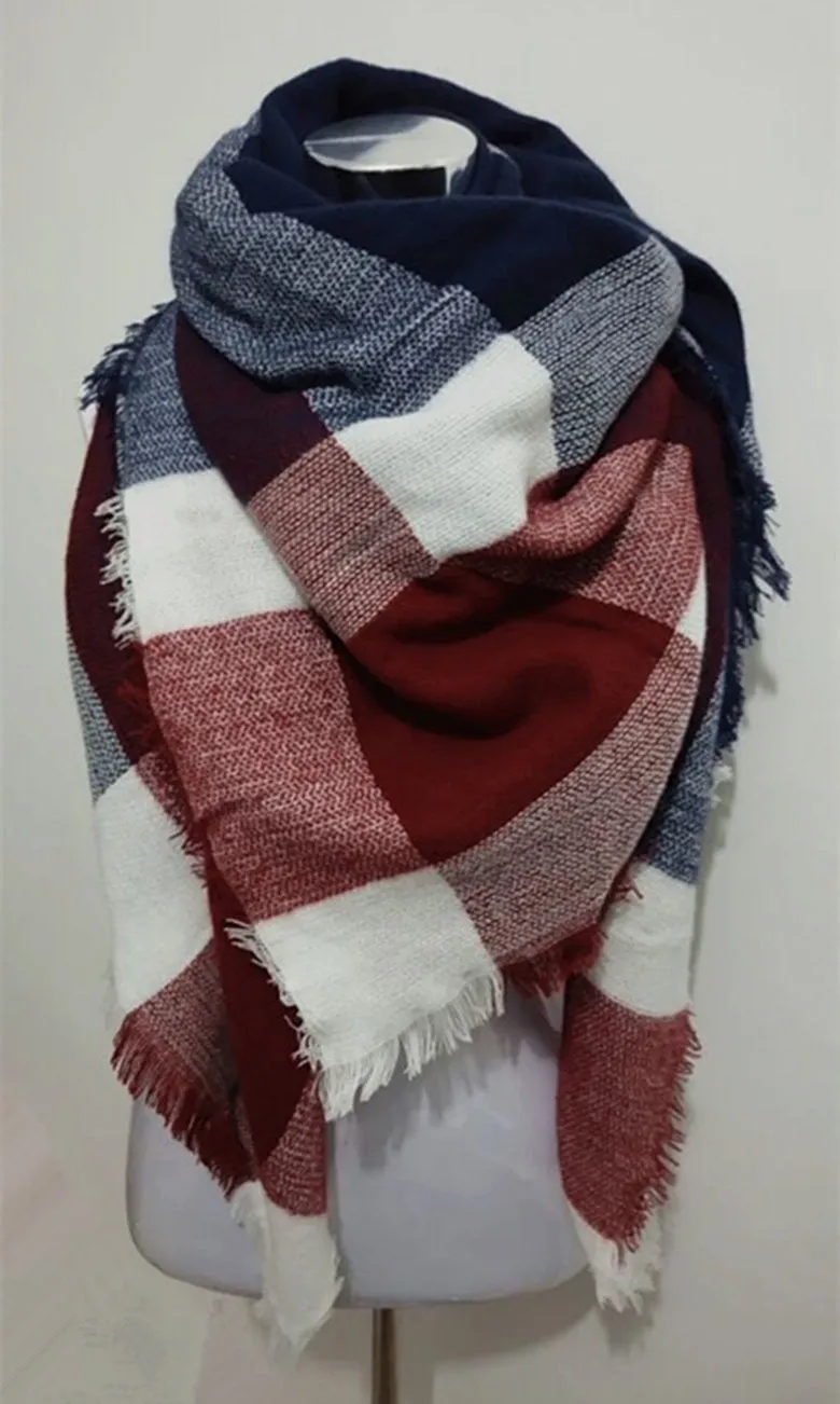 Winter Tartan Scarf Plaid Scarf Unisex Acrylic Basic Shawls Women's Scarves