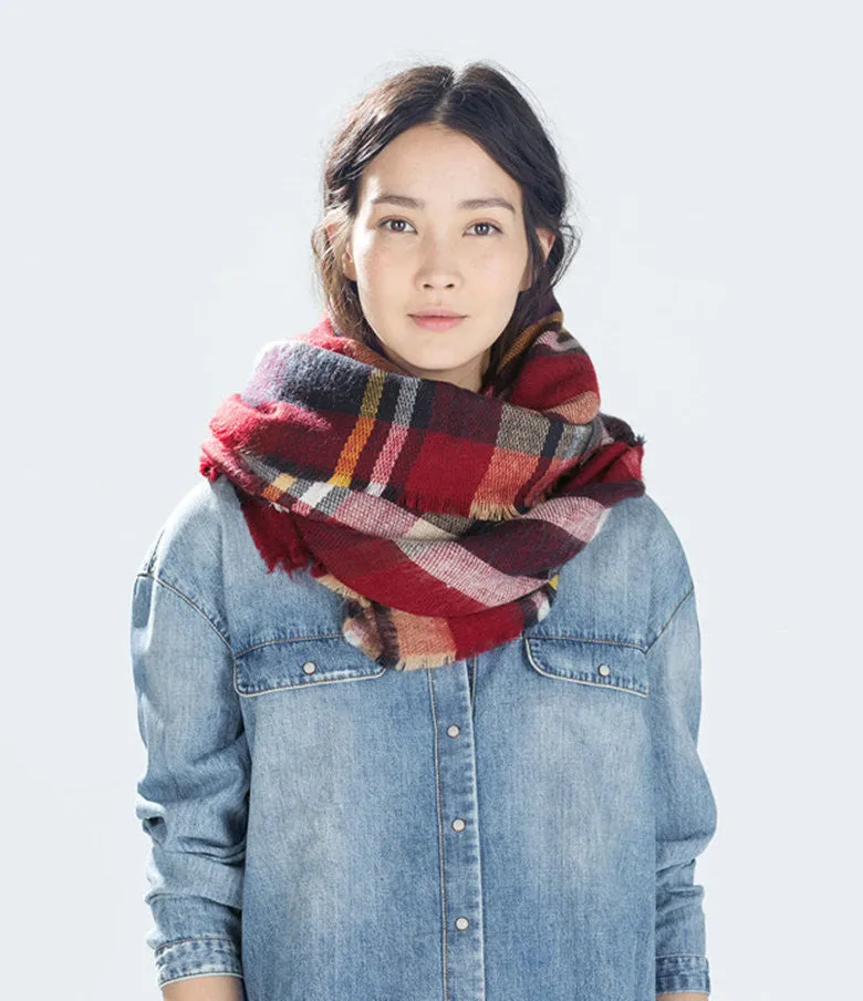 Winter Tartan Scarf Plaid Scarf Unisex Acrylic Basic Shawls Women's Scarves