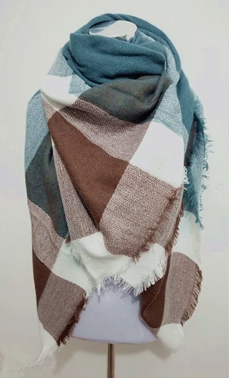 Winter Tartan Scarf Plaid Scarf Unisex Acrylic Basic Shawls Women's Scarves
