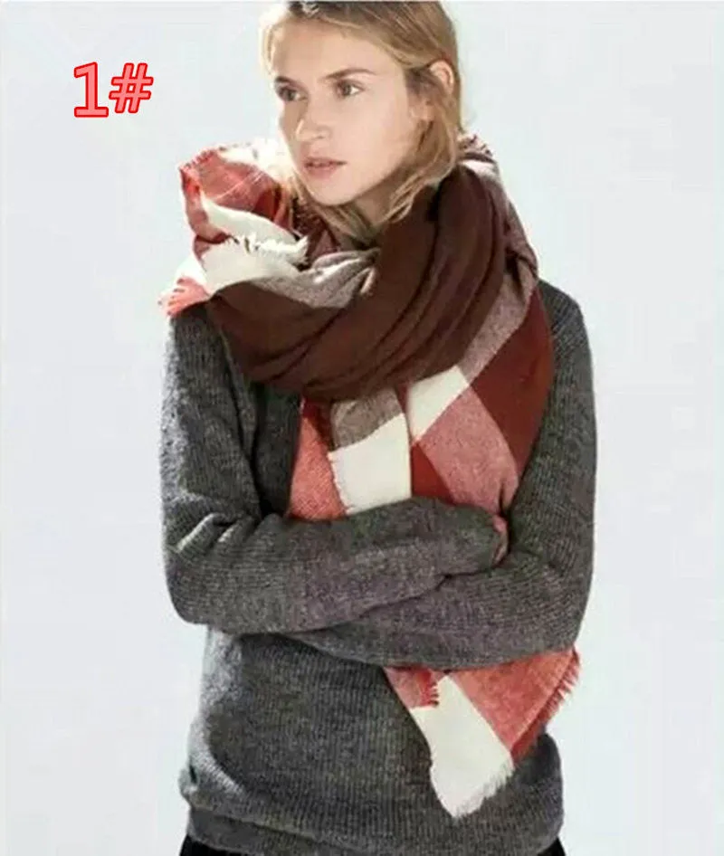 Winter Tartan Scarf Plaid Scarf Unisex Acrylic Basic Shawls Women's Scarves