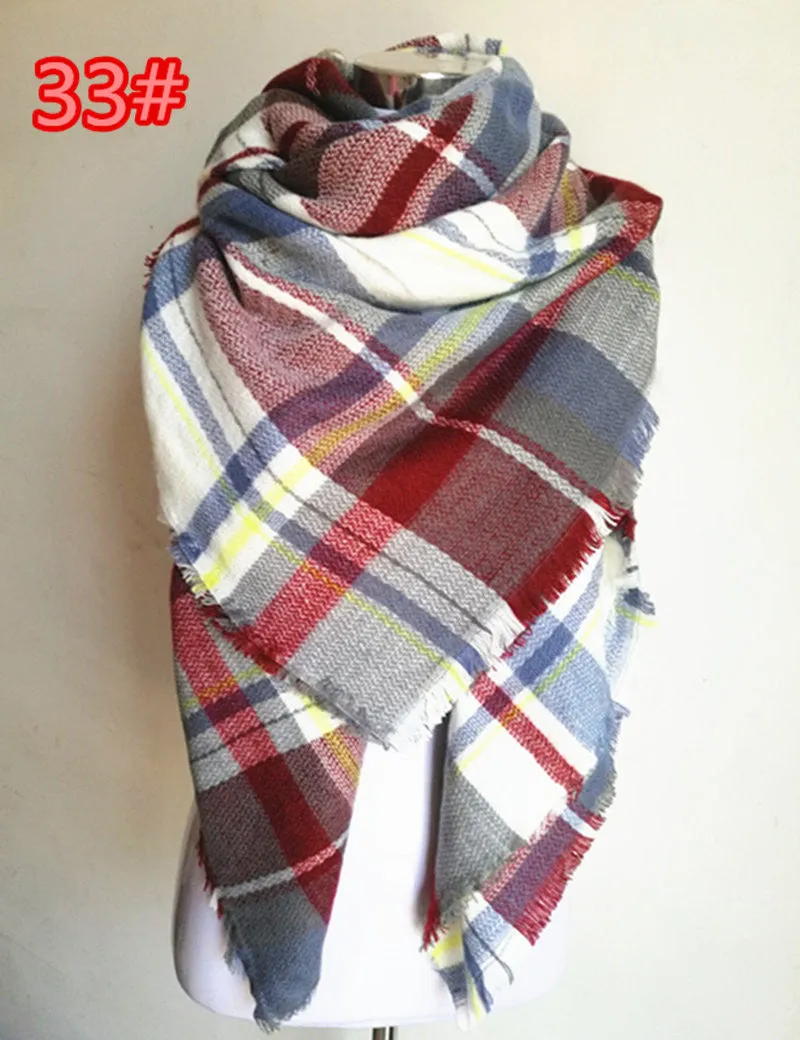 Winter Tartan Scarf Plaid Scarf Unisex Acrylic Basic Shawls Women's Scarves