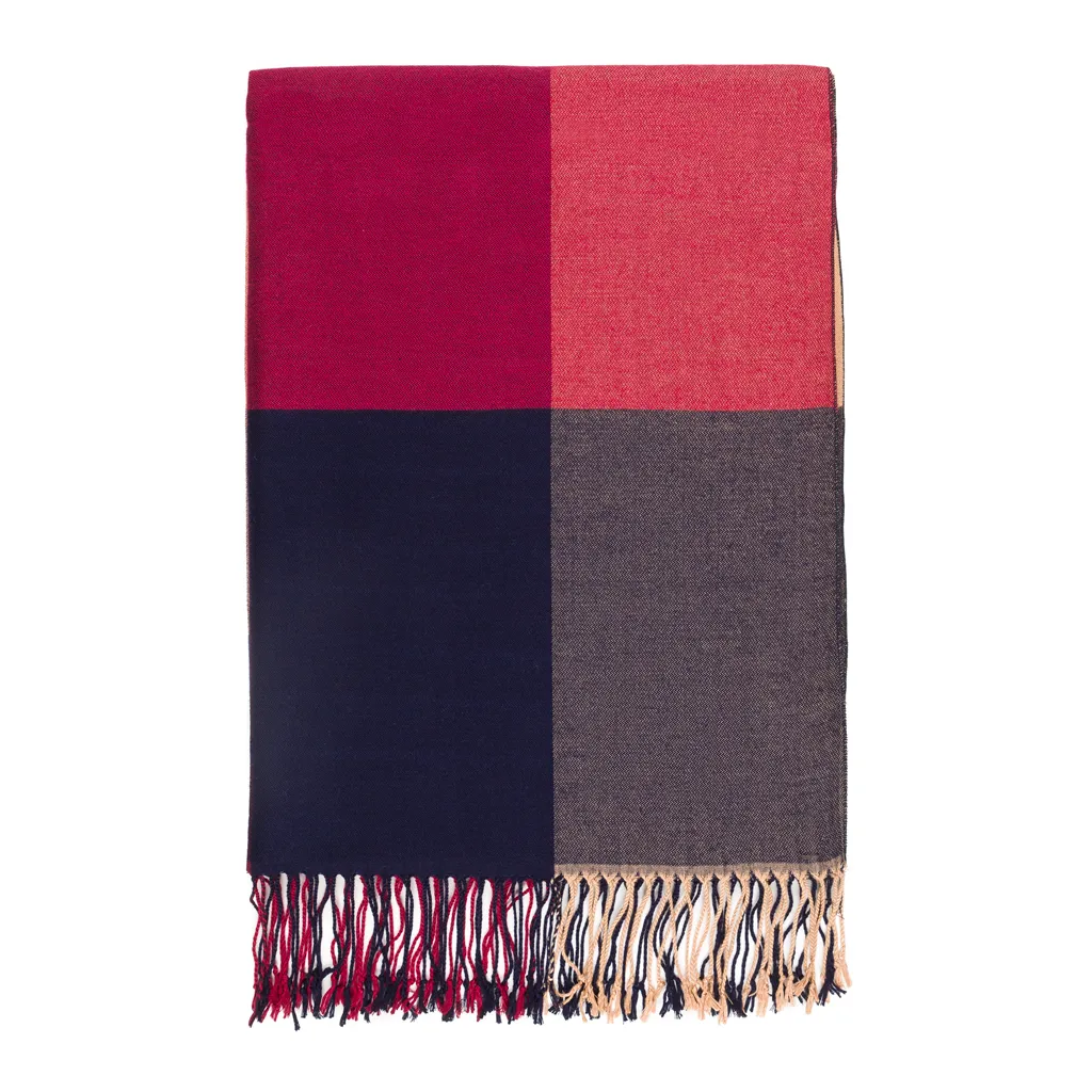 Winter Viscose Plaid Scarves (Navy Beige)