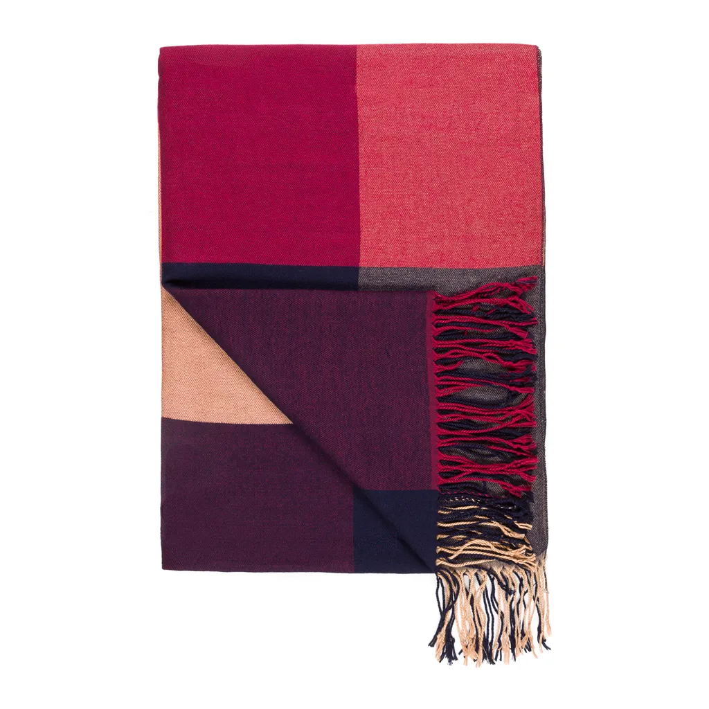 Winter Viscose Plaid Scarves (Navy Beige)
