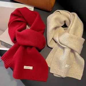 Winter Wool Scarf for Women | Solid Color Cashmere Knitted Muffler | Korean Style | EnigmaParis