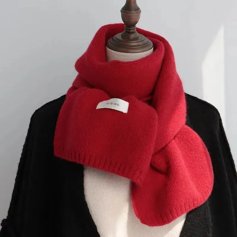 Winter Wool Scarf for Women | Solid Color Cashmere Knitted Muffler | Korean Style | EnigmaParis