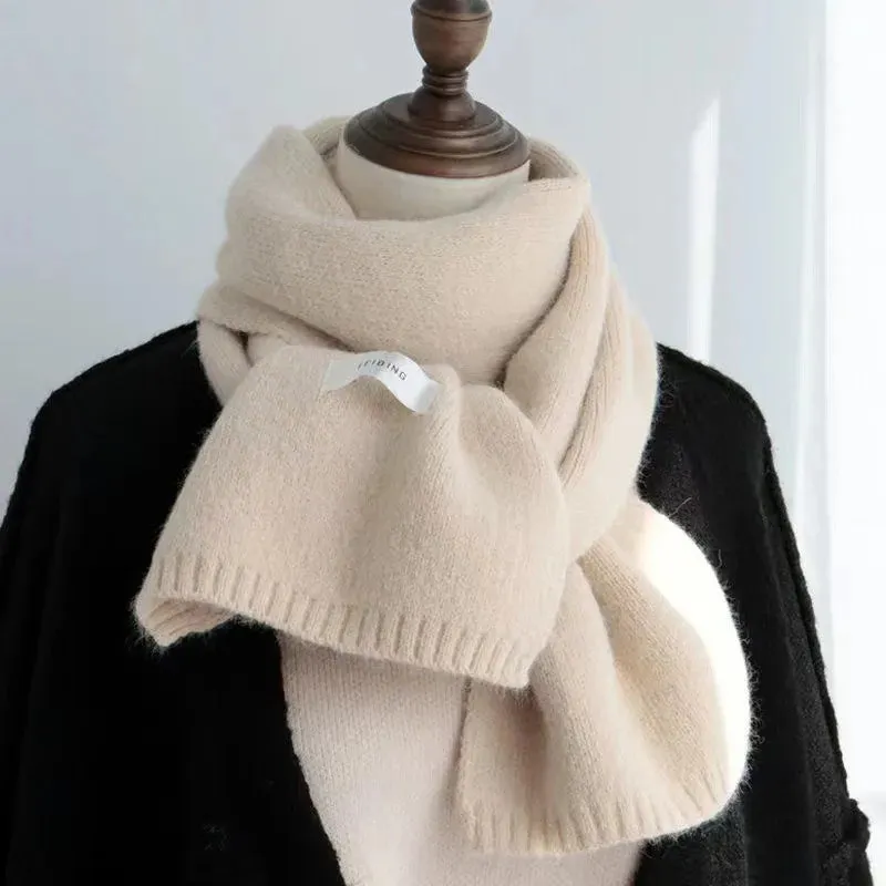 Winter Wool Scarf for Women | Solid Color Cashmere Knitted Muffler | Korean Style | EnigmaParis