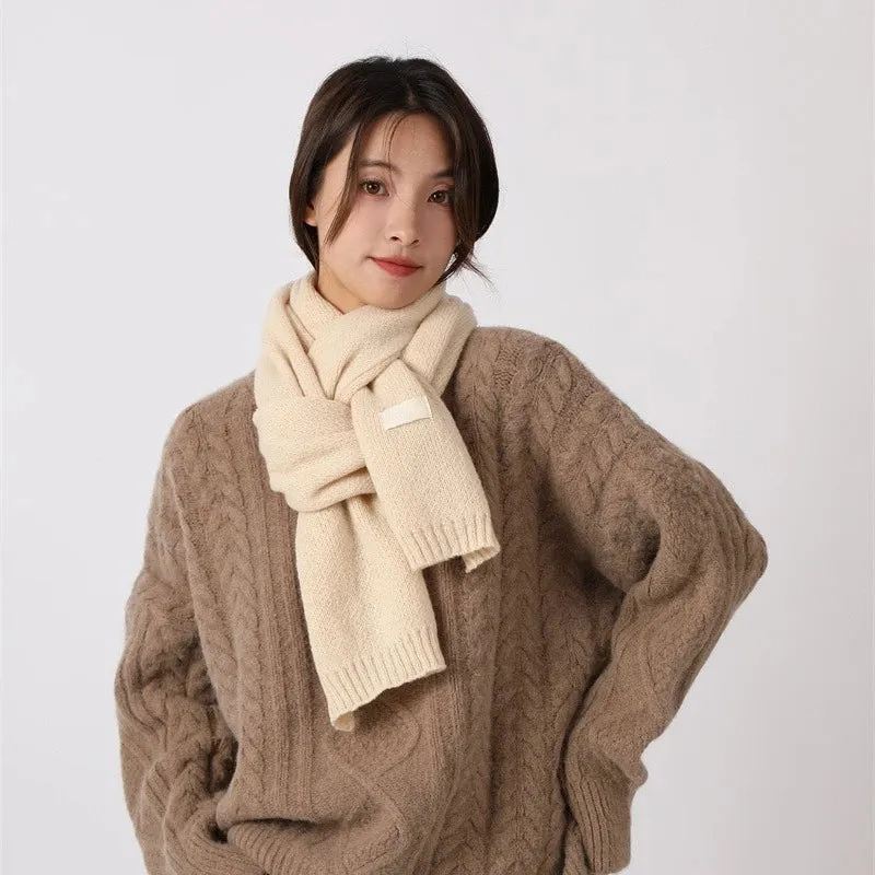 Winter Wool Scarf for Women | Solid Color Cashmere Knitted Muffler | Korean Style | EnigmaParis