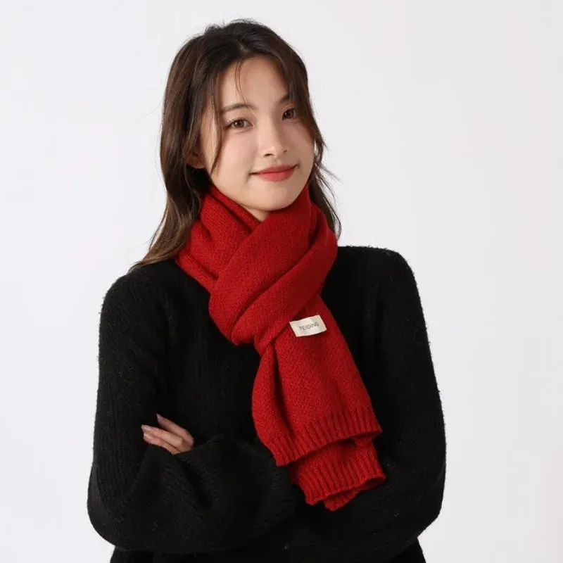 Winter Wool Scarf for Women | Solid Color Cashmere Knitted Muffler | Korean Style | EnigmaParis