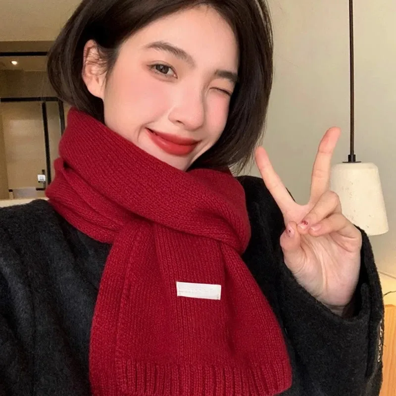 Winter Wool Scarf for Women | Solid Color Cashmere Knitted Muffler | Korean Style | EnigmaParis