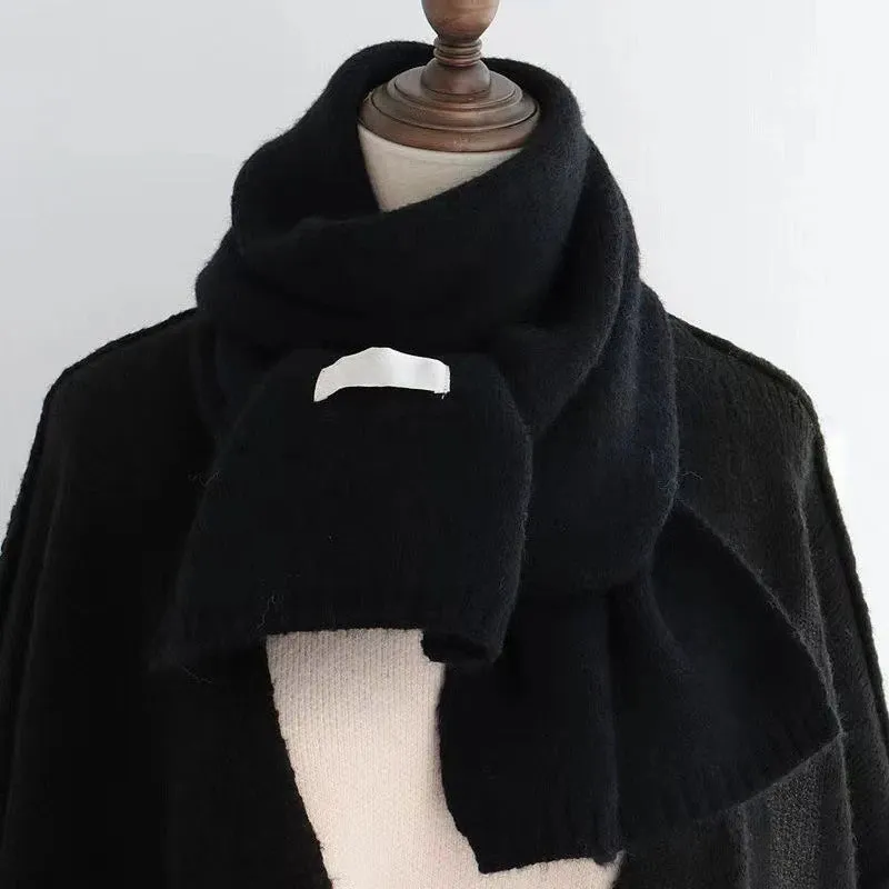 Winter Wool Scarf for Women | Solid Color Cashmere Knitted Muffler | Korean Style | EnigmaParis