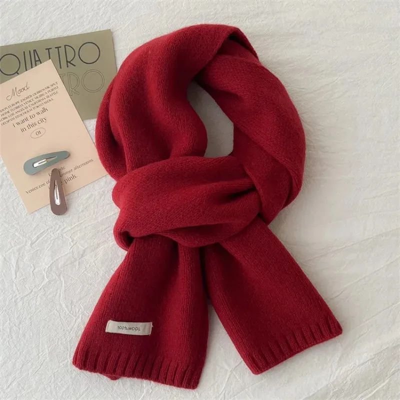 Winter Wool Scarf for Women | Solid Color Cashmere Knitted Muffler | Korean Style | EnigmaParis