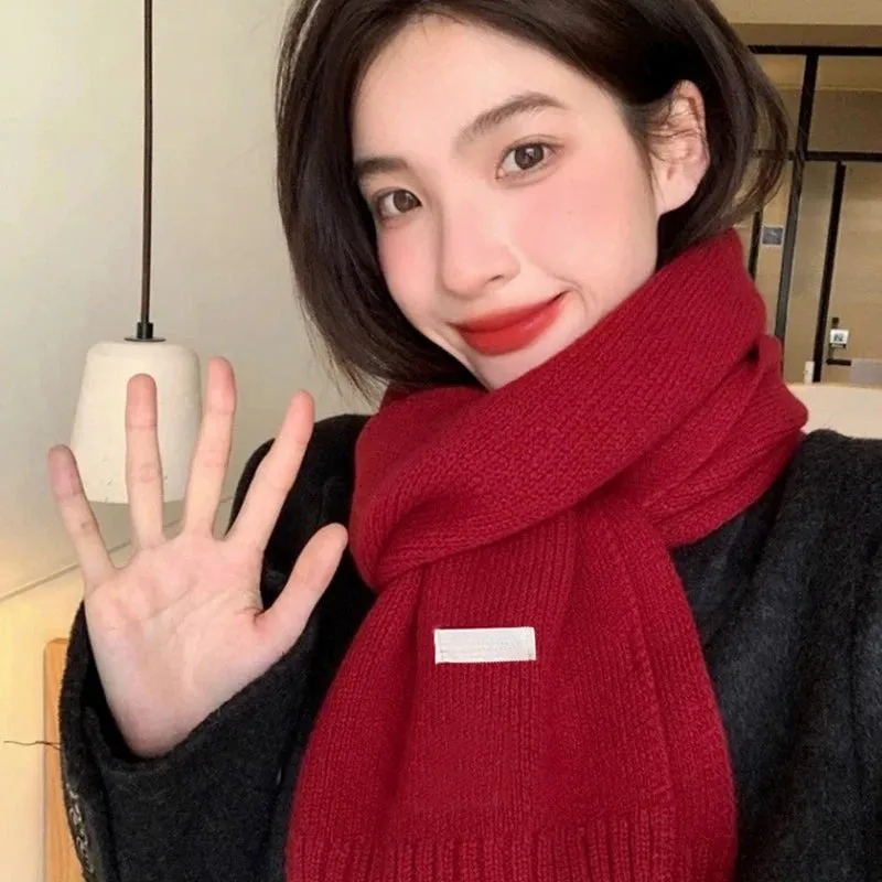 Winter Wool Scarf for Women | Solid Color Cashmere Knitted Muffler | Korean Style | EnigmaParis