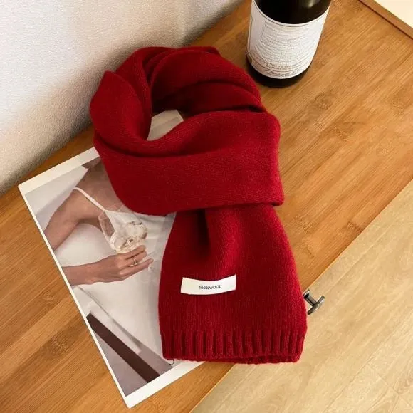 Winter Wool Scarf for Women | Solid Color Cashmere Knitted Muffler | Korean Style | EnigmaParis