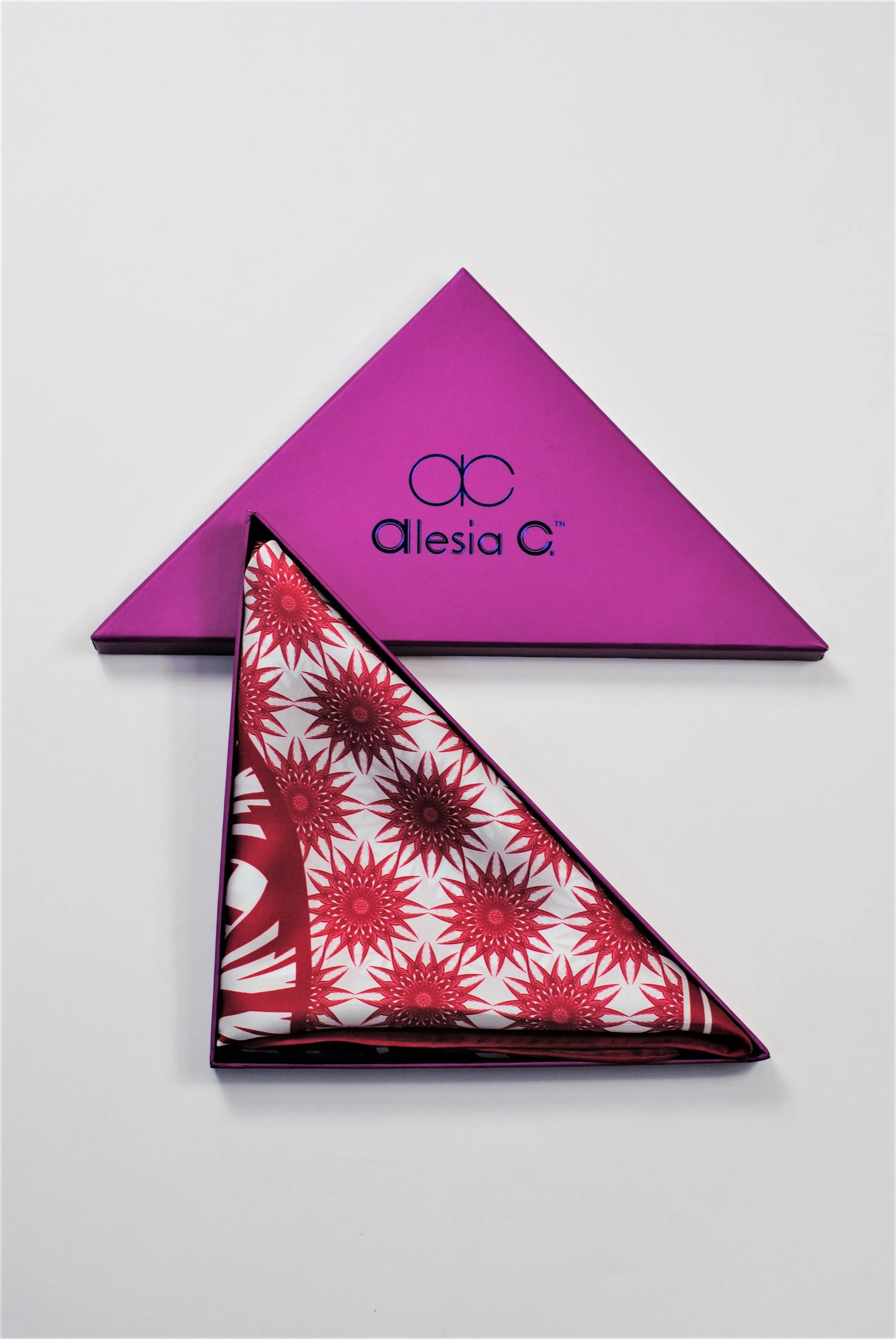 WISDOM Mandala 100% Silk Square Scarf in Burgundy White