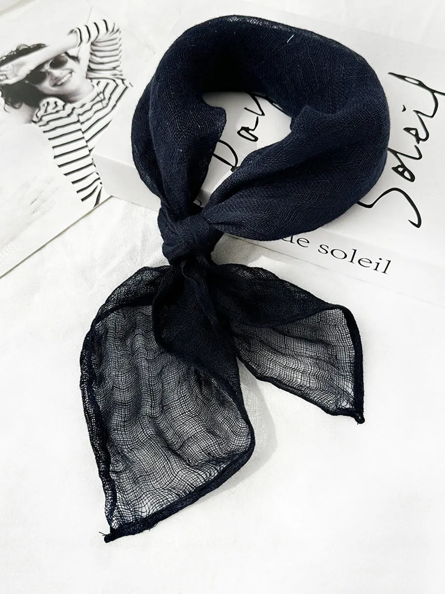 Women Artsy Plaid Linen Square Scarf