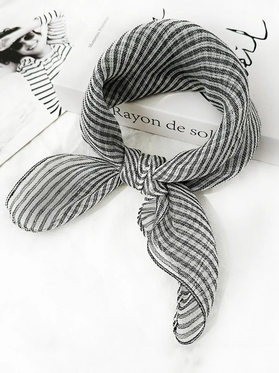 Women Artsy Plaid Linen Square Scarf