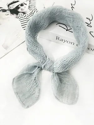 Women Artsy Plaid Linen Square Scarf