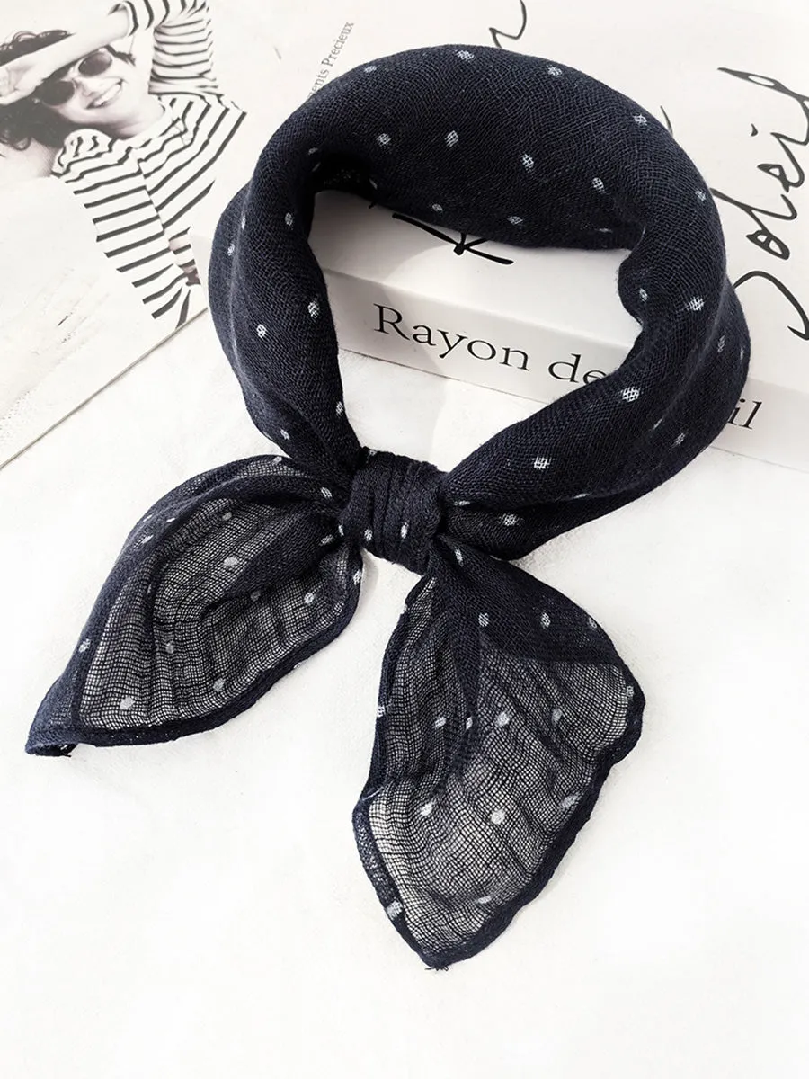 Women Artsy Plaid Linen Square Scarf