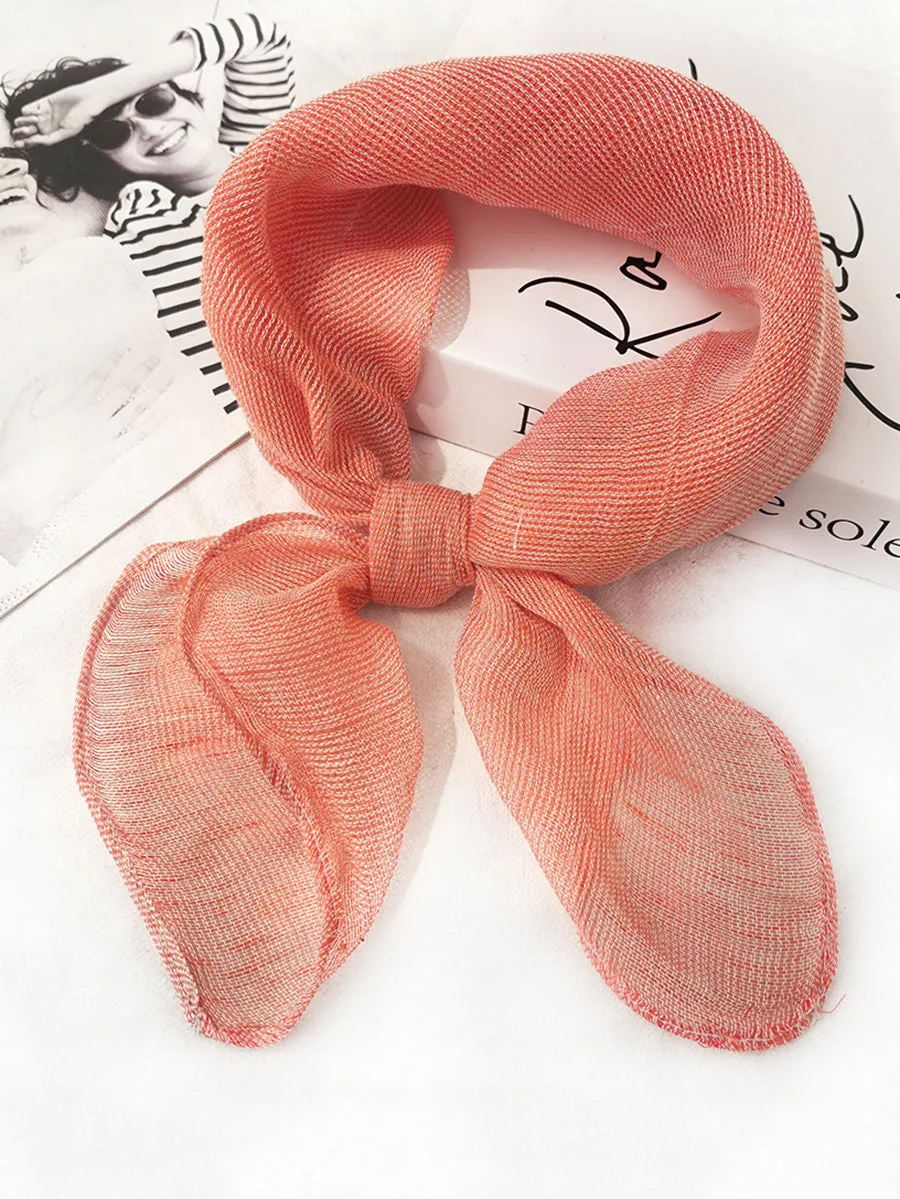 Women Artsy Plaid Linen Square Scarf