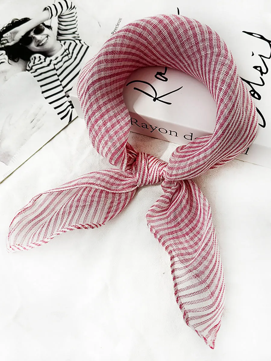 Women Artsy Plaid Linen Square Scarf