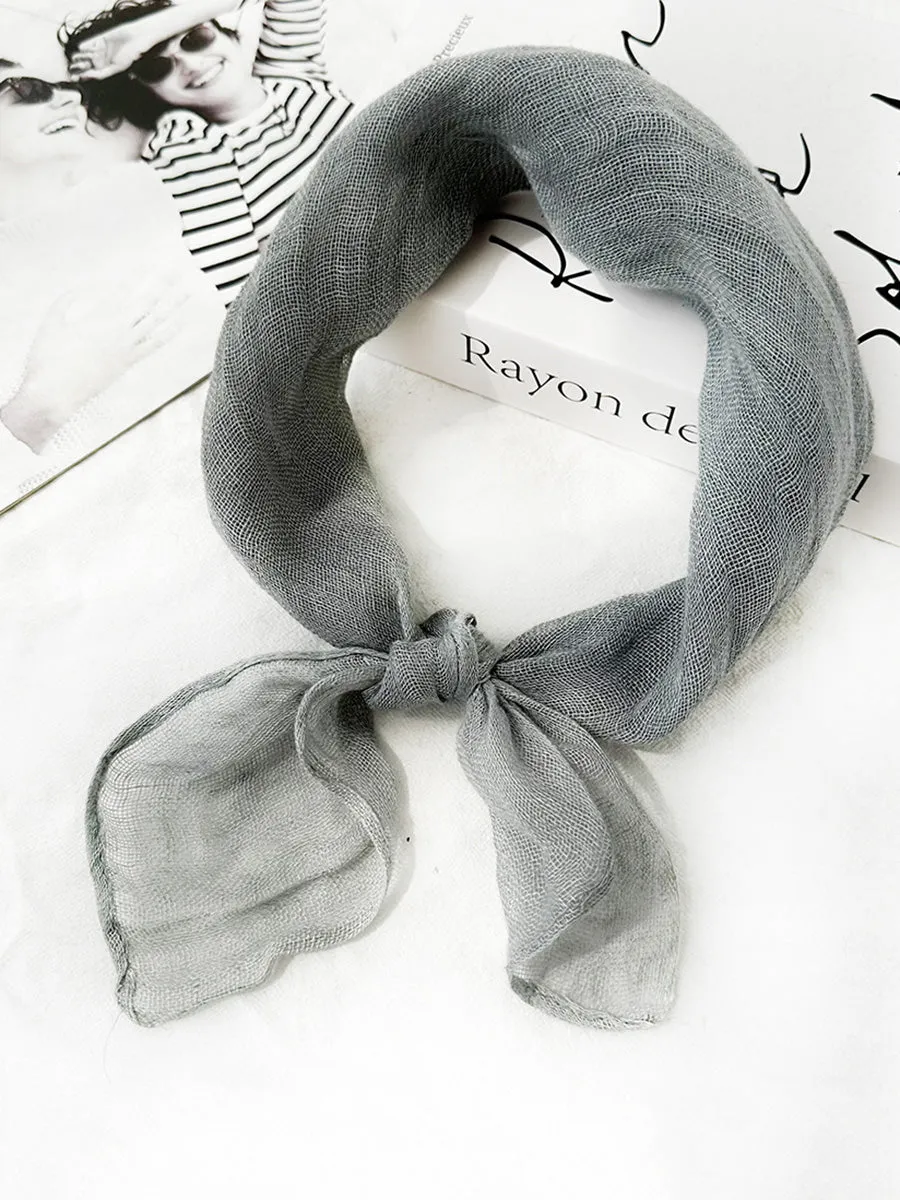 Women Artsy Plaid Linen Square Scarf