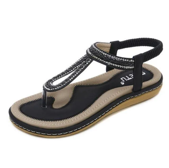 Women Bohemia Ethnic Flip Flops Soft Flat Sandals