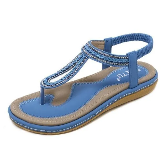 Women Bohemia Ethnic Flip Flops Soft Flat Sandals