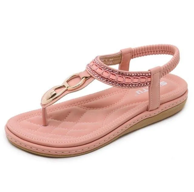 Women Bohemia Ethnic Flip Flops Soft Flat Sandals
