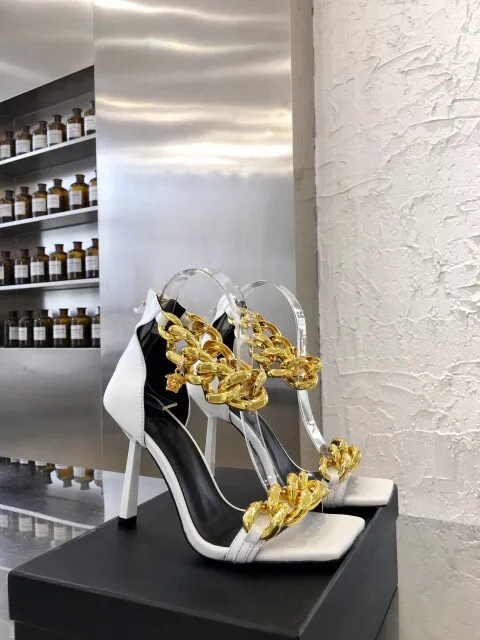 Women gold chain super high heel sandals