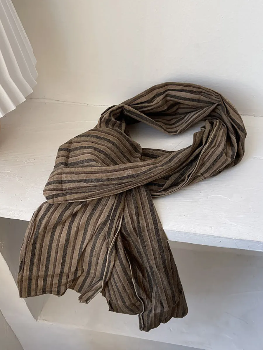 Women Retro Stripe Plaid Shawl Scarf
