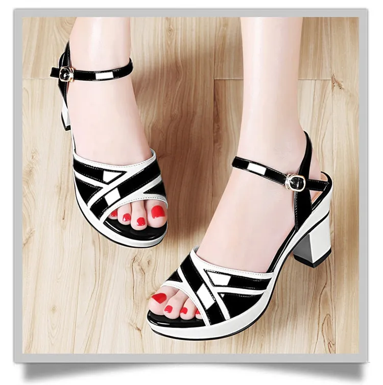 Women sandals Peep Toe buckle strap summer shoes woman fashion Thick high heels Gladiator sandals women Sandalias