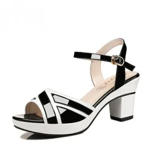 Women sandals Peep Toe buckle strap summer shoes woman fashion Thick high heels Gladiator sandals women Sandalias