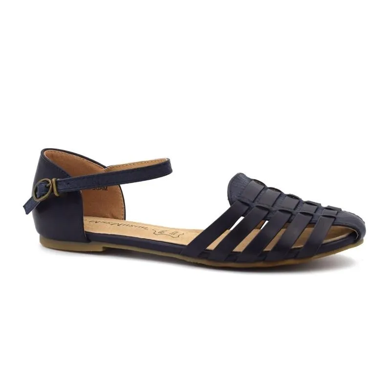 Women Slingback Flat Sandals Summer Rome Ankle Strap Closed Toe Strappy Gladiator Beach Dress Sandals For Girls Shoes