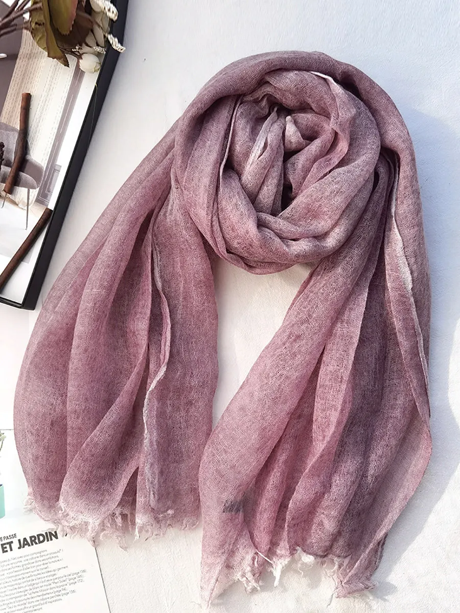 Women Spring Pure Color Raw-edge Shawl Scarf