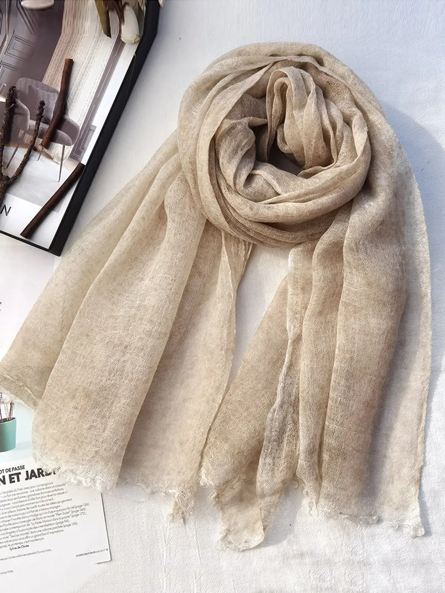 Women Spring Pure Color Raw-edge Shawl Scarf