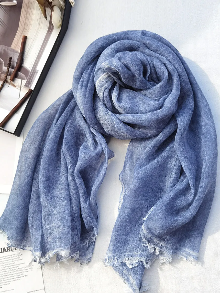 Women Spring Pure Color Raw-edge Shawl Scarf