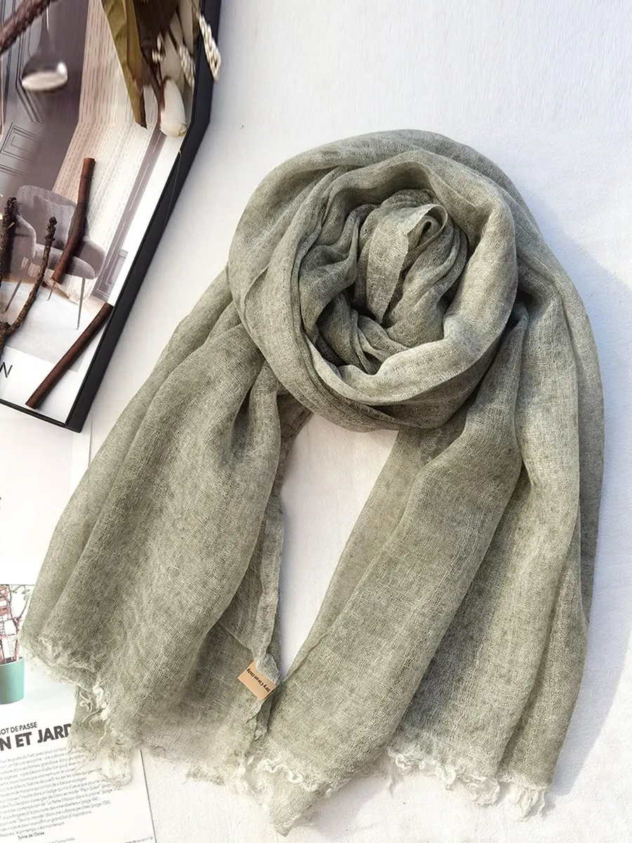 Women Spring Pure Color Raw-edge Shawl Scarf