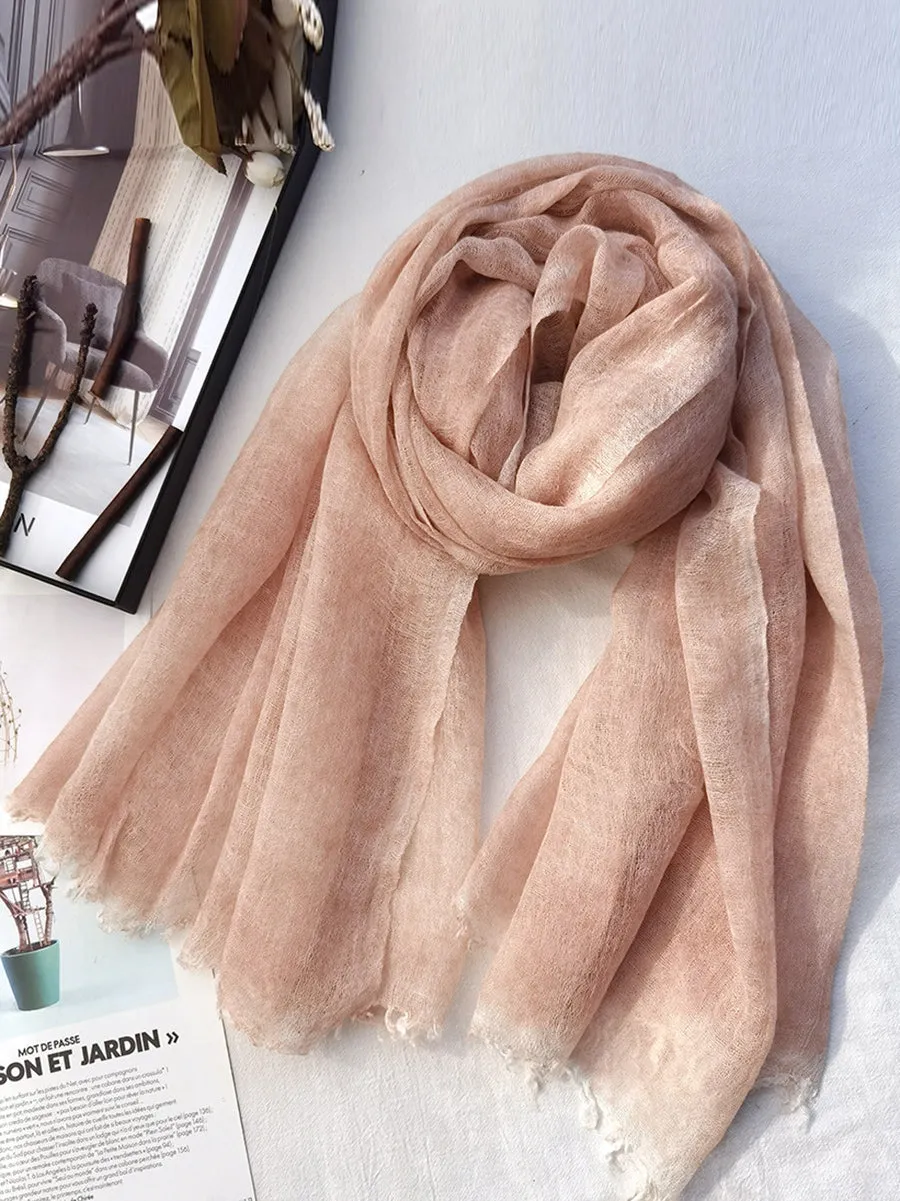 Women Spring Pure Color Raw-edge Shawl Scarf