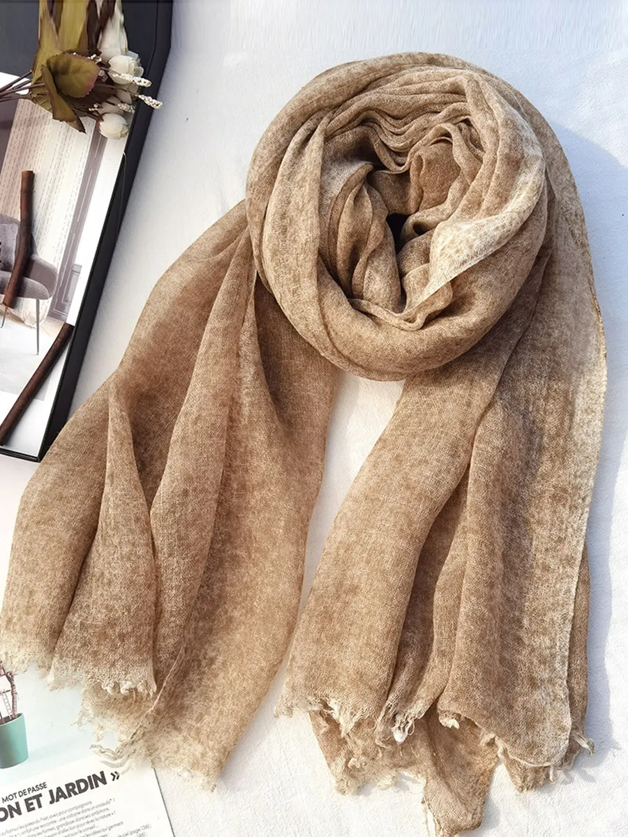 Women Spring Pure Color Raw-edge Shawl Scarf
