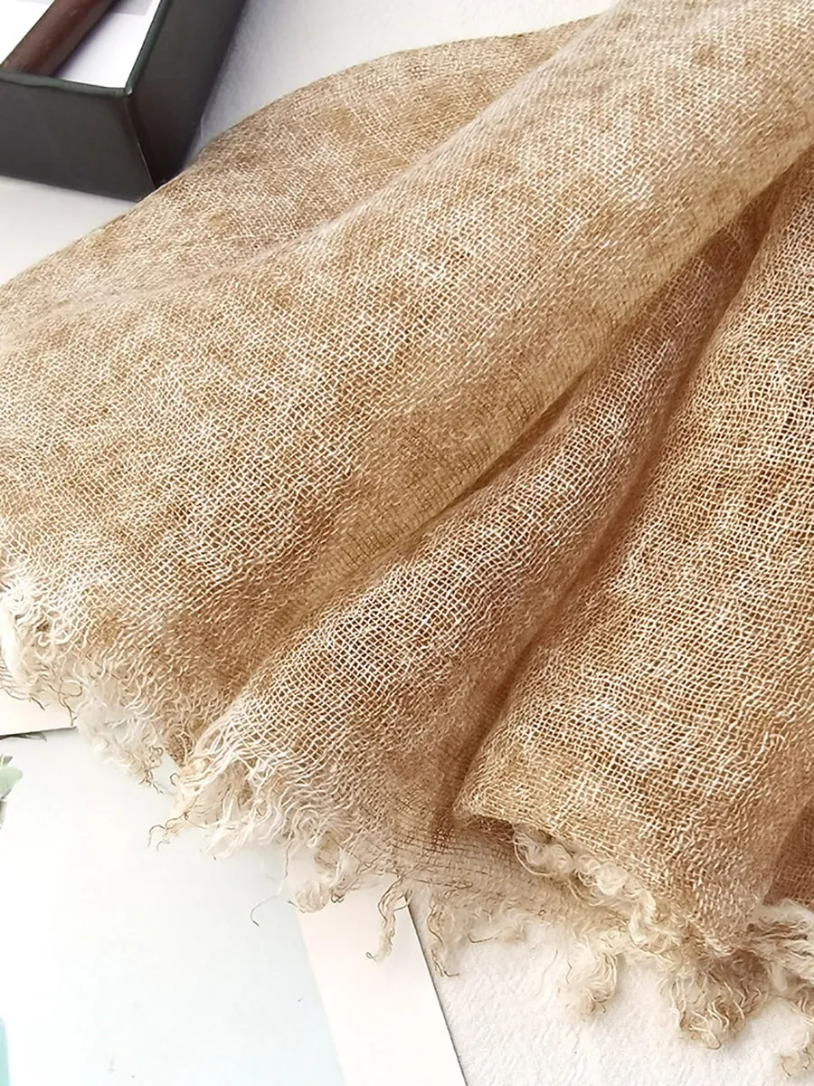 Women Spring Pure Color Raw-edge Shawl Scarf