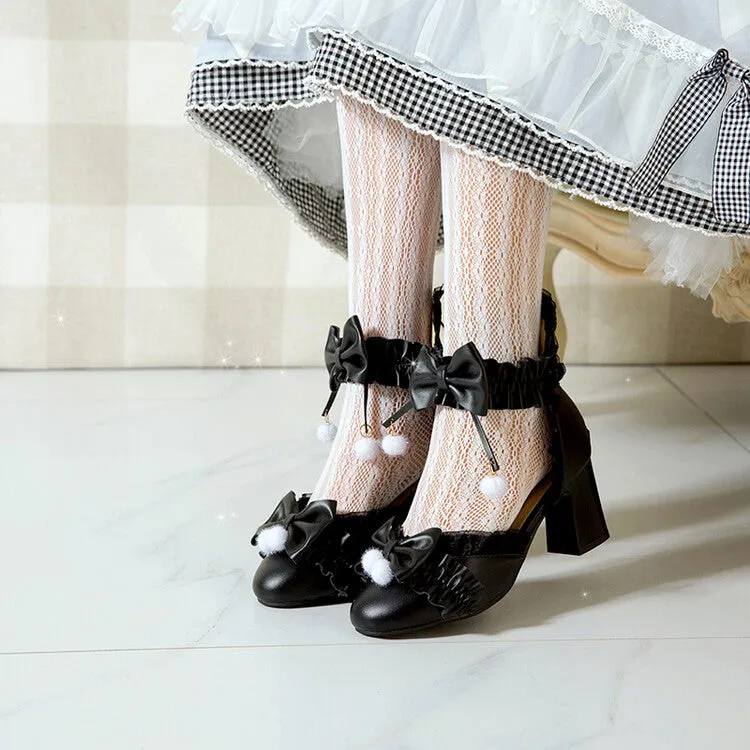 Women's Ball Bow Tie Block Heel Sandals