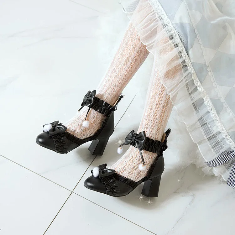 Women's Ball Bow Tie Block Heel Sandals