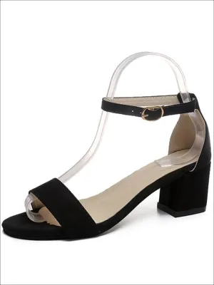 Women's Casual Ankle Strap Block Heel Sandals By Liv and Mia
