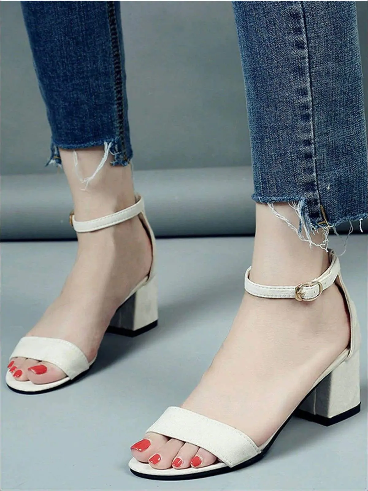 Women's Casual Ankle Strap Block Heel Sandals By Liv and Mia