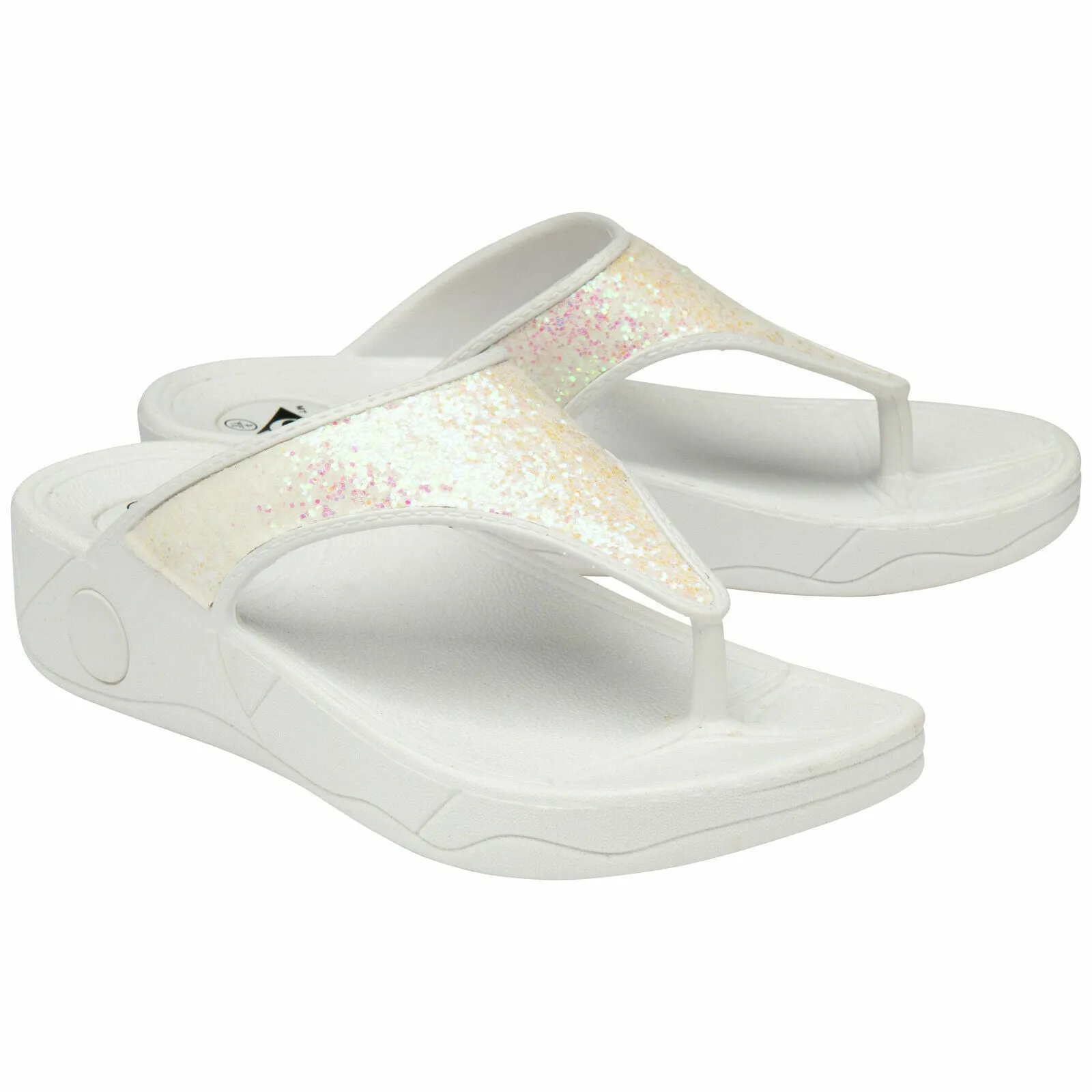 WOMENS FLIP FLOPS LOW WEDGE SLIPPERS DUNLOP LADIES SANDAL SUMMER COMFORT SHOES  (Dunlop & More!)