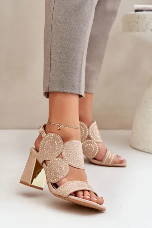 Women's heel sandals made of eco suede