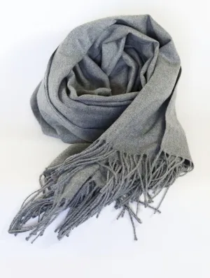 Womens Luxury Cashmere Scarf - Grey Skies