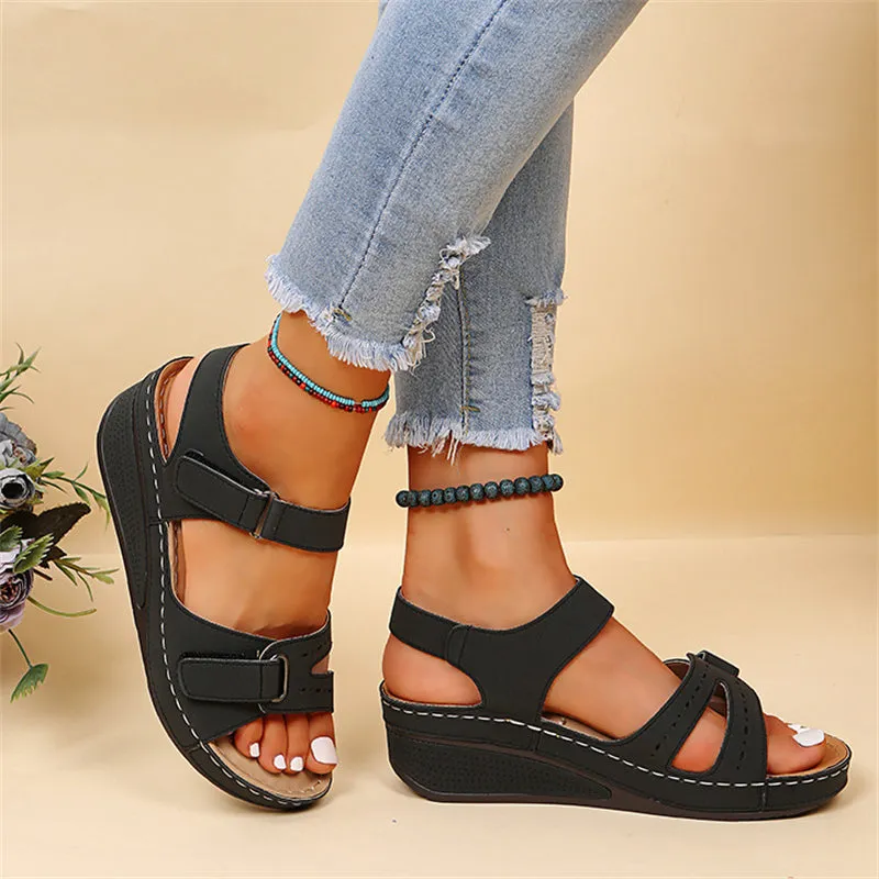 Women's Open Toe Summer Vacation Velcro Roman Sandals