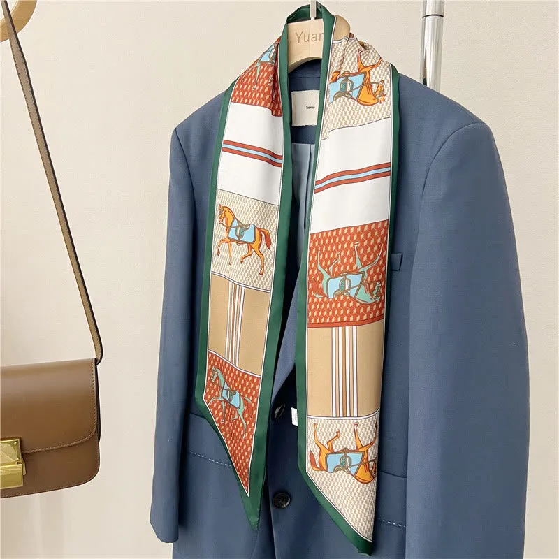 Women's Silky Printed Skinny Scarf