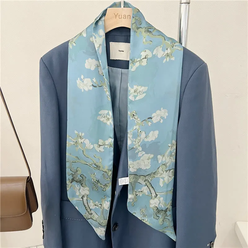 Women's Silky Printed Skinny Scarf